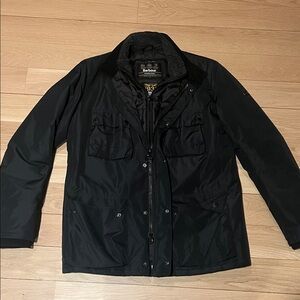 Barbour Men's Dark Jacket with Black Accents